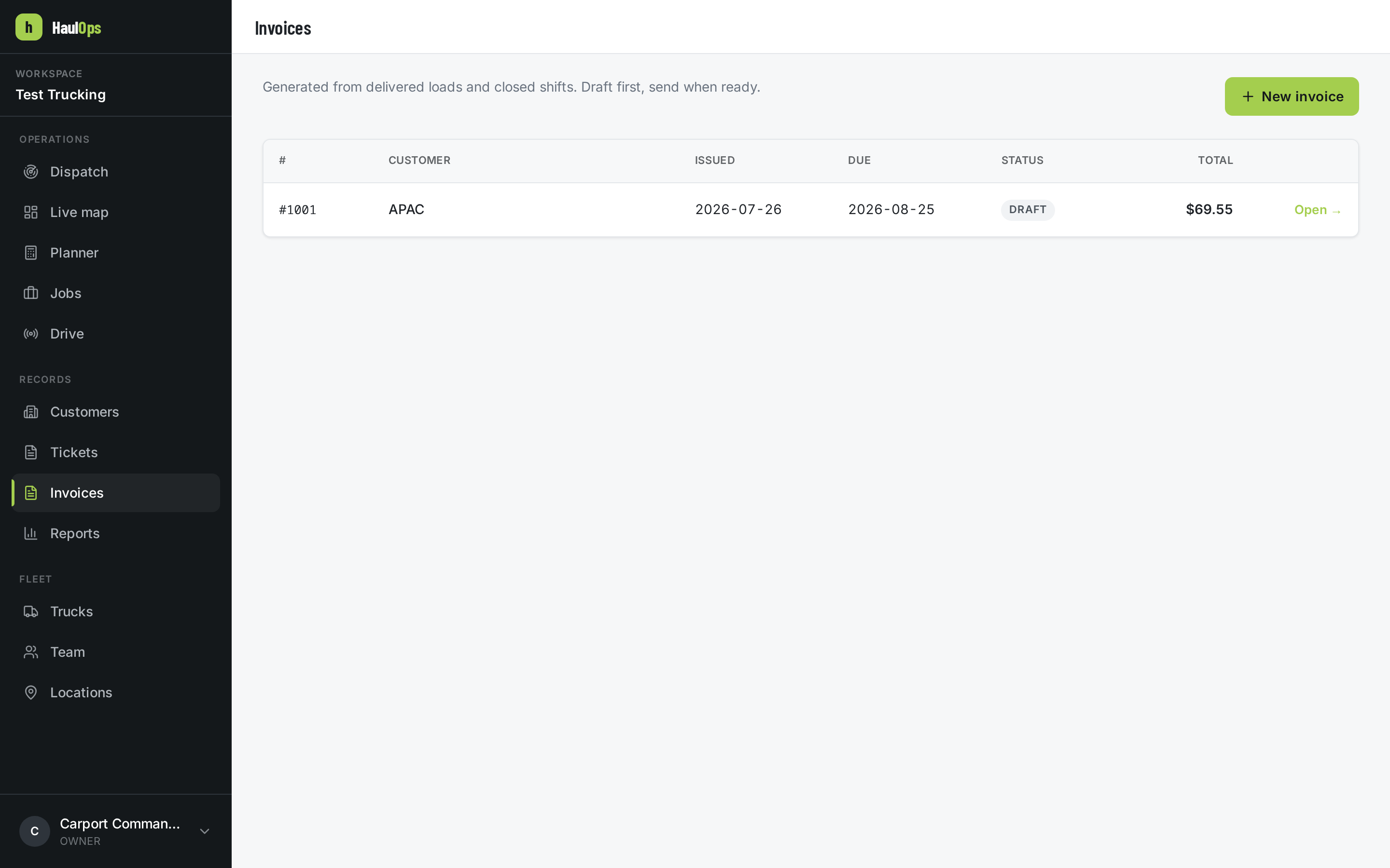 HaulOps invoices